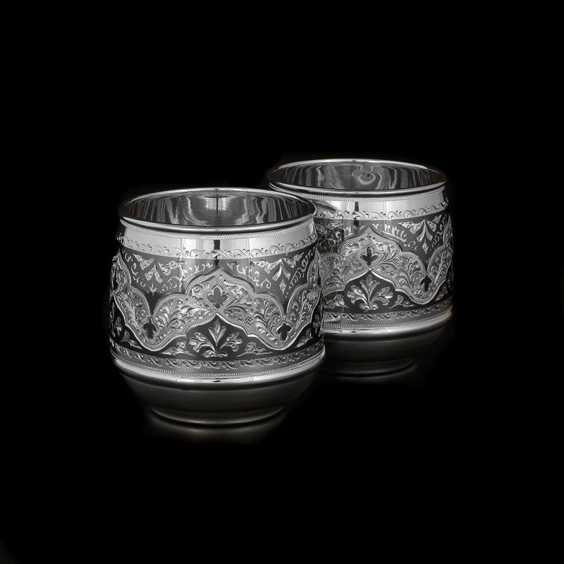 Серебряные стаканы (пара) «Вольность» , 875 пробы (Арт.8750152(н17/2))