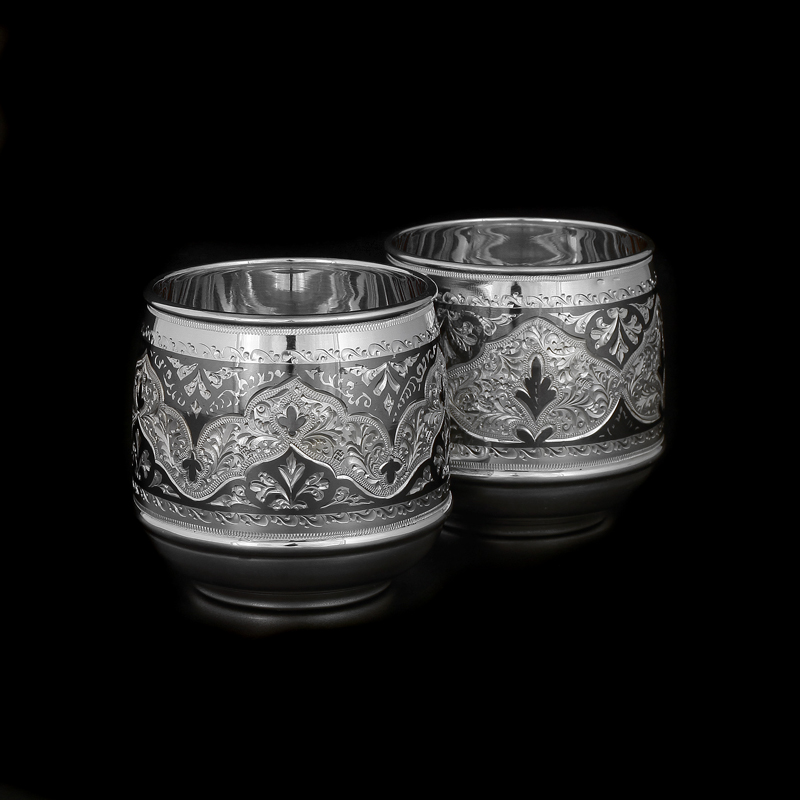 Серебряные стаканы (пара) «Комбо» , 875 пробы (Арт.8750152(н18/17))