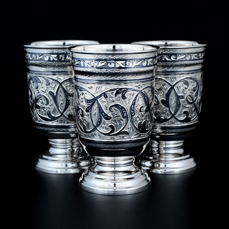 Серебряные стаканы (три) «Оригинальные» , 875 пробы (Арт.8752152(н8/3))