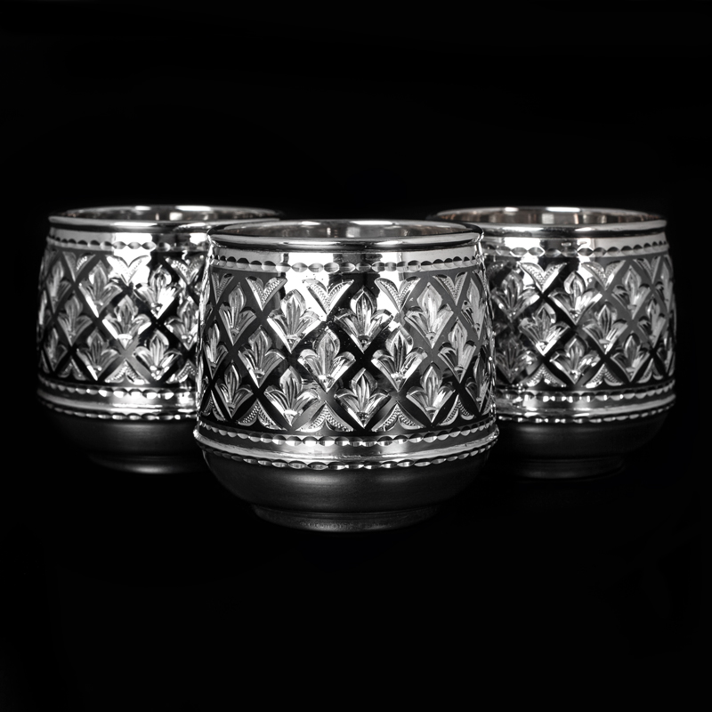 Серебряные стаканы (три) «Метакса» , 875 пробы (Арт.8750152(н15/3))