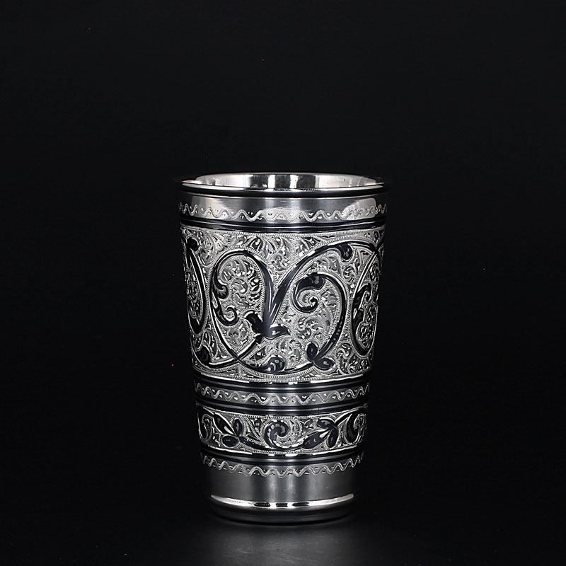 Серебряный стакан «Листва» ,серебро 875 пробы (Арт.8750152(22))