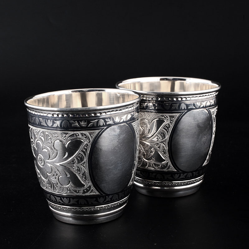 Серебряные стаканы (пара)  «Портрет», 875 пробы (Арт.8752152(н14/2))