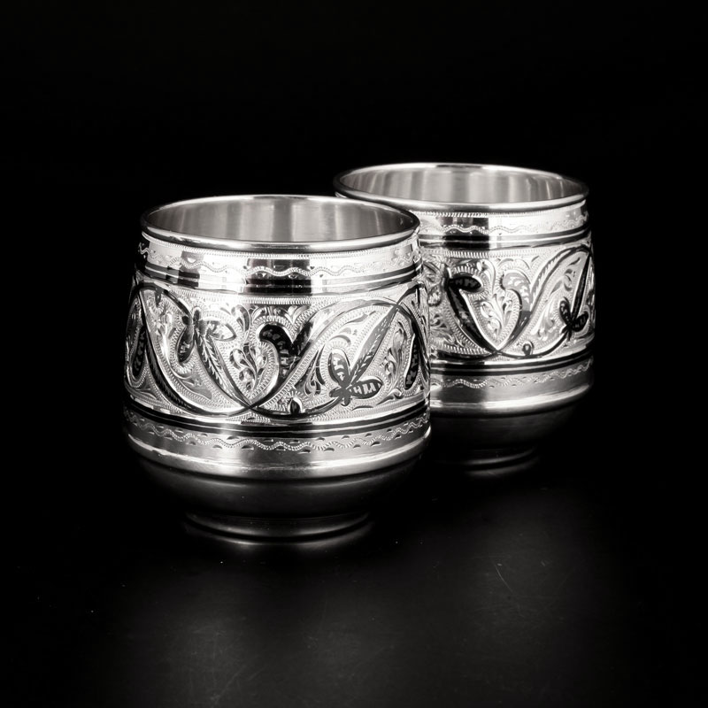 Серебряные стаканы «Саке» (пара), 875 пробы (Арт.8750152(н12/2))