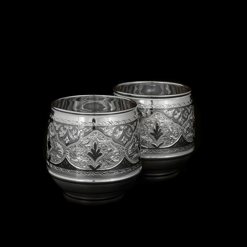Серебряные стаканы (пара) «Волнение» , 875 пробы (Арт.8750152(н18/2))