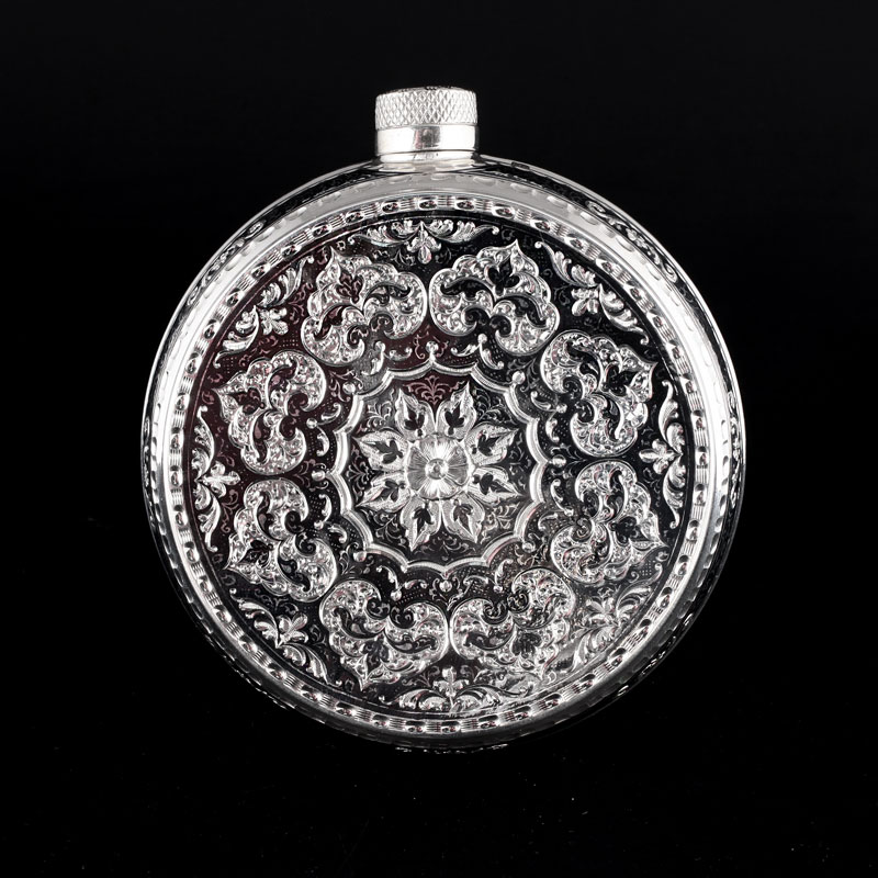 Серебряная двухсторонняя фляга «Сердце красавицы». 875 проба (арт. 8752109(к14))