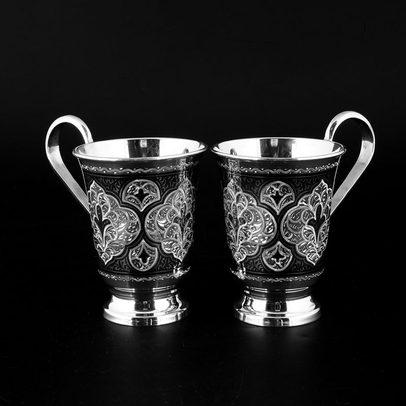 Серебряные кружки «Деревенские»(два) 875 пробы (арт. 8750136(н10/2))